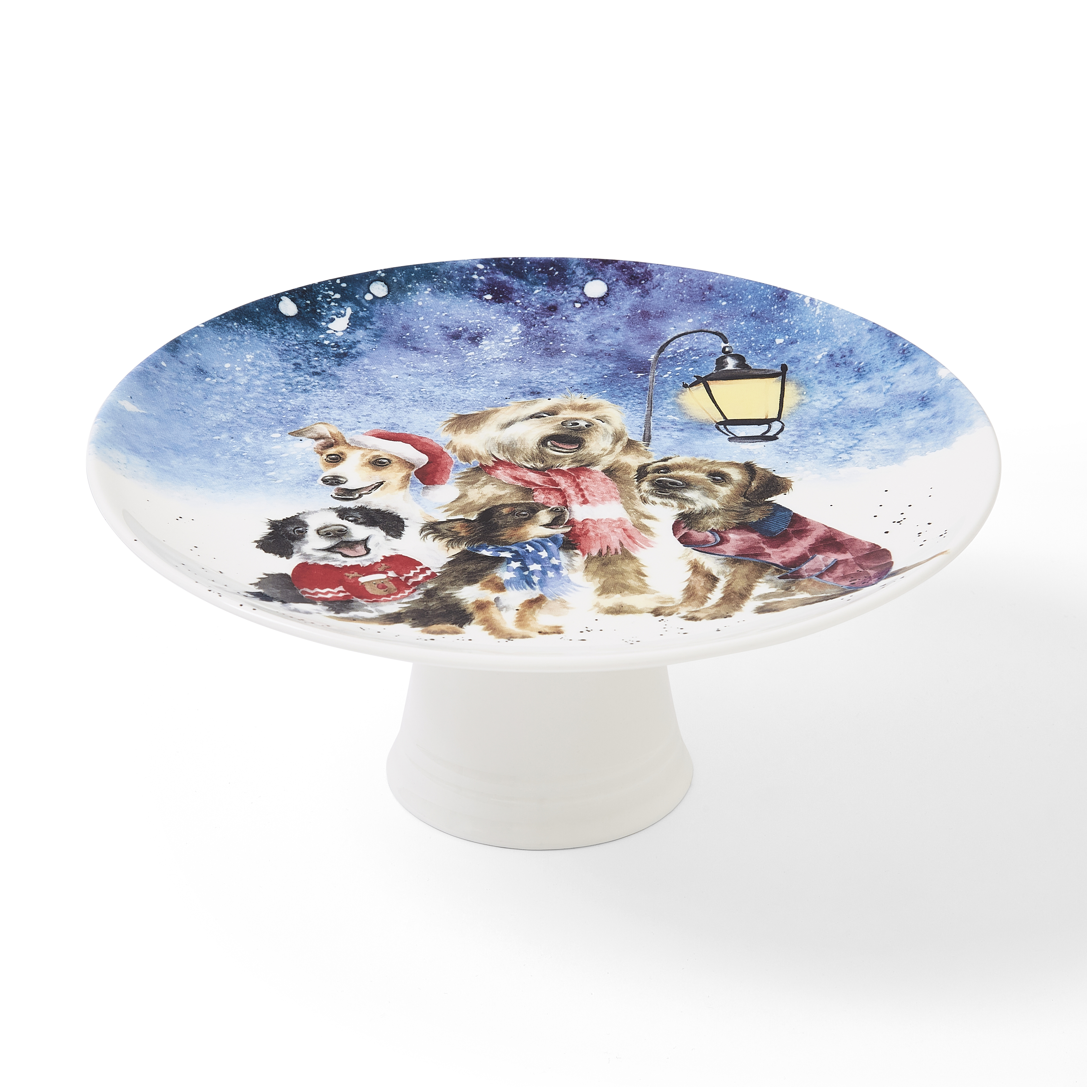 O Holy Night Footed Cake Plate (Dogs) image number null
